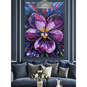 Fırça Darbe Çiçek Dekoratif Kanvas - Mdf Ahşap Tablo 35x50 cm