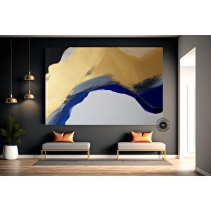 Lüks Mermer Duvar Dekoru, Lacivert Duvar Sanatı, Soyut Mermer Sanatı, Alkol Mürekkep Sanatı 60x120 cm