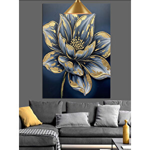 Altın Çiçek Deseni Dekoratif Kanvas - Mdf Ahşap Tablo