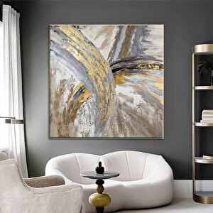 Modern Kanvas; Modern Mermer Kanvas; Alkol Mürekkebi Duvar Sanatı; Gümüş Kanvas; Mermer Kanvas Sanat 100x100 cm
