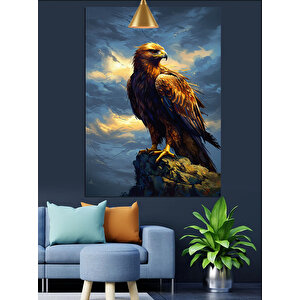 Altın Tüylü Kartal Dekoratif Kanvas - Mdf Ahşap Tablo 50x70 cm