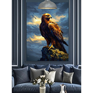 Altın Tüylü Kartal Dekoratif Kanvas - Mdf Ahşap Tablo