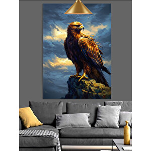 Altın Tüylü Kartal Dekoratif Kanvas - Mdf Ahşap Tablo 35x50 cm