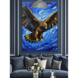 Mavi Kanat Kartal Dekoratif Kanvas - Mdf Ahşap Tablo