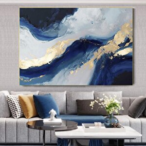 Lüks Mermer Duvar Dekoru; Lacivert Duvar Sanatı; Soyut Mermer Tablosu; Alkol Mürekkebi Sanatı; Altın