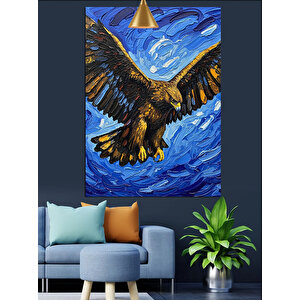 Mavi Kanat Kartal Dekoratif Kanvas - Mdf Ahşap Tablo 70x100 cm