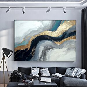 Lüks Mermer Duvar Dekoru; Lacivert Duvar Sanatı; Soyut Mermer Duvar Sanatı; Alkol Mürekkebi Sanatı; 80x160 cm