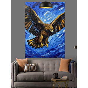 Mavi Kanat Kartal Dekoratif Kanvas - Mdf Ahşap Tablo
