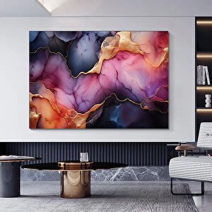 Büyük Lüks Kanvas, Duvar Sanatı Kanvas, Pembe Ve Altın Mermer Duvar Sanatı, Altın Parlak Poster 90x180 cm