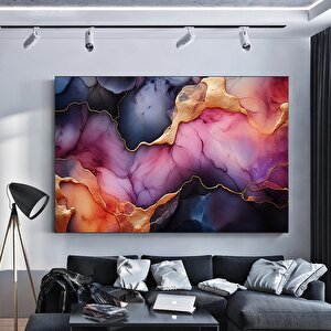 Büyük Lüks Kanvas, Duvar Sanatı Kanvas, Pembe Ve Altın Mermer Duvar Sanatı, Altın Parlak Poster 90x180 cm