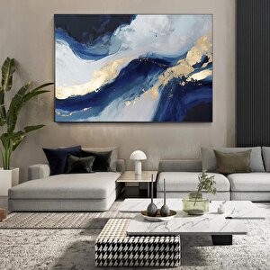 Lüks Mermer Duvar Dekoru; Lacivert Duvar Sanatı; Soyut Mermer Tablosu; Alkol Mürekkebi Sanatı; Altın