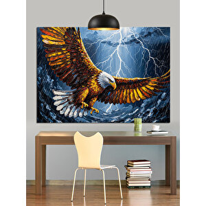 Fırtınada Kartal Uçuşu Dekoratif Kanvas - Mdf Ahşap Tablo 70x100 cm