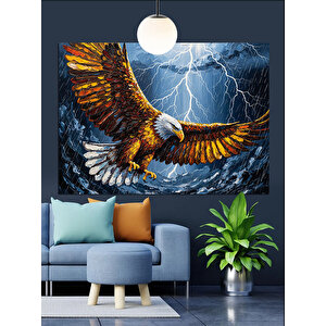 Fırtınada Kartal Uçuşu Dekoratif Kanvas - Mdf Ahşap Tablo 70x100 cm