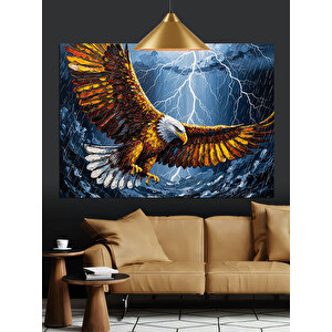 Fırtınada Kartal Uçuşu Dekoratif Kanvas - Mdf Ahşap Tablo 70x100 cm