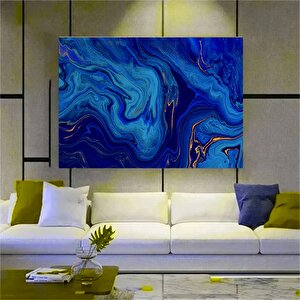 Lüks Mermer Duvar Dekoru, Lacivert Duvar Sanatı, Altın Mermer Alkol Mürekkebi Temalı Kanvas