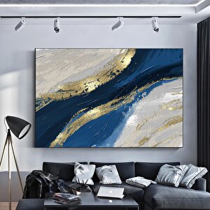 Lüks Mermer Duvar Dekoru, Lacivert Duvar Sanatı, Soyut Mermer Duvar Sanatı, Alkollü Mürekkep Sanatı 40x60 cm