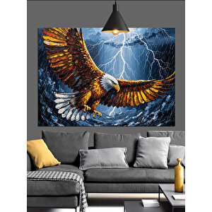 Fırtınada Kartal Uçuşu Dekoratif Kanvas - Mdf Ahşap Tablo