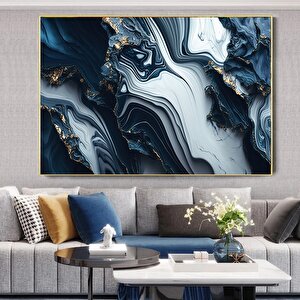 Lüks Mermer Duvar Dekoru, Lacivert Duvar Sanatı, Soyut Mermer Tablo, Alkol Mürekkebi Sanatı