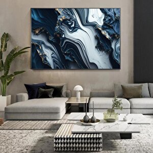 Lüks Mermer Duvar Dekoru, Lacivert Duvar Sanatı, Soyut Mermer Tablo, Alkol Mürekkebi Sanatı