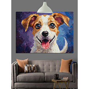 Mutlu Yüzlü Beyaz Köpek Dekoratif Kanvas - Mdf Ahşap Tablo 35x50 cm