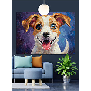 Mutlu Yüzlü Beyaz Köpek Dekoratif Kanvas - Mdf Ahşap Tablo 35x50 cm