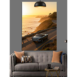 Kıyı Yolunda Araba Dekoratif Kanvas - Mdf Ahşap Tablo 70x100 cm