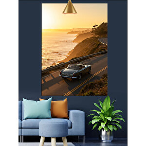 Kıyı Yolunda Araba Dekoratif Kanvas - Mdf Ahşap Tablo 70x100 cm
