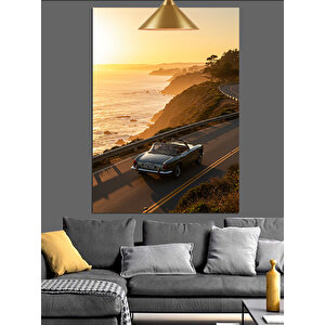 Kıyı Yolunda Araba Dekoratif Kanvas - Mdf Ahşap Tablo