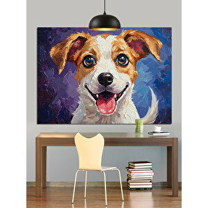 Mutlu Yüzlü Beyaz Köpek Dekoratif Kanvas - Mdf Ahşap Tablo 50x70 cm