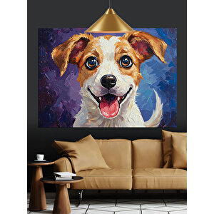 Mutlu Yüzlü Beyaz Köpek Dekoratif Kanvas - Mdf Ahşap Tablo