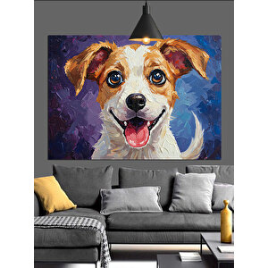 Mutlu Yüzlü Beyaz Köpek Dekoratif Kanvas - Mdf Ahşap Tablo