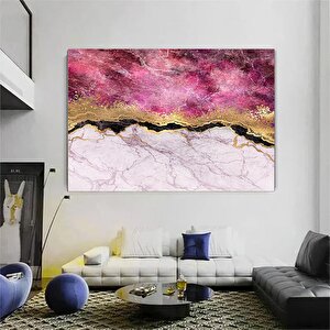 Büyük Kanvas, Kanvas Sanatı, Duvar Sanatı Kanvası, Pembe Ve Altın Mermer Duvar Sanatı