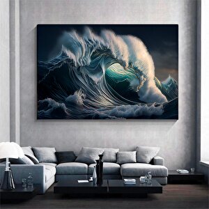 Lacivert Kanvas – Modern Duvar Sanatı, Işıltılı Yüzey, Mavi Mermer Kanvas 70x100 cm