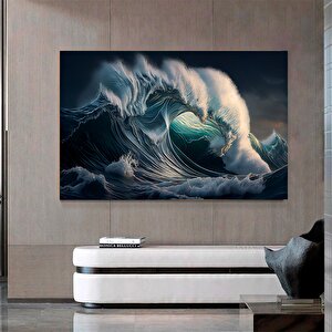 Lacivert Kanvas – Modern Duvar Sanatı, Işıltılı Yüzey, Mavi Mermer Kanvas