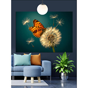 Karahindibaya Konan Kelebek Dekoratif Kanvas - Mdf Ahşap Tablo 25x35 cm