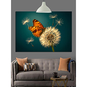 Karahindibaya Konan Kelebek Dekoratif Kanvas - Mdf Ahşap Tablo