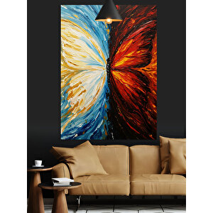 Soyut Renk Patlaması Ve Kelebek Dekoratif Kanvas - Mdf Ahşap Tablo