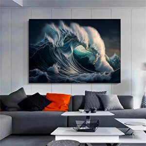 Lacivert Kanvas – Modern Duvar Sanatı, Işıltılı Yüzey, Mavi Mermer Kanvas 80x120 cm
