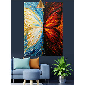 Soyut Renk Patlaması Ve Kelebek Dekoratif Kanvas - Mdf Ahşap Tablo 70x100 cm