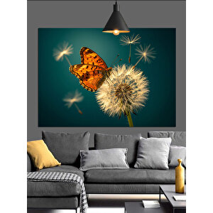 Karahindibaya Konan Kelebek Dekoratif Kanvas - Mdf Ahşap Tablo 70x100 cm