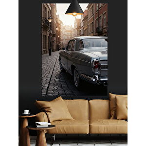 Dar Sokakta Klasik Araba Dekoratif Kanvas - Mdf Ahşap Tablo