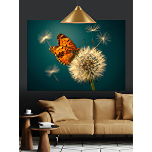 Karahindibaya Konan Kelebek Dekoratif Kanvas - Mdf Ahşap Tablo 50x70 cm
