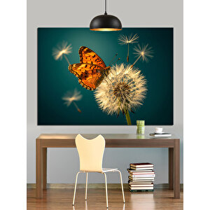 Karahindibaya Konan Kelebek Dekoratif Kanvas - Mdf Ahşap Tablo