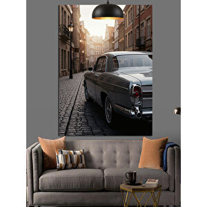 Dar Sokakta Klasik Araba Dekoratif Kanvas - Mdf Ahşap Tablo 70x100 cm