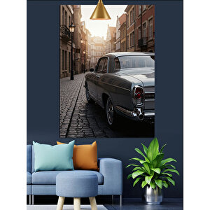 Dar Sokakta Klasik Araba Dekoratif Kanvas - Mdf Ahşap Tablo