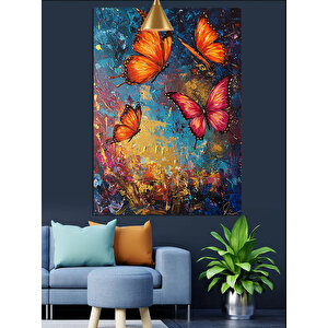 Renkli Uçan Kelebekler Dekoratif Kanvas - Mdf Ahşap Tablo