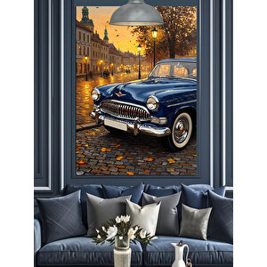 Sokak Lambası Ve Klasik Araba Dekoratif Kanvas - Mdf Ahşap Tablo 70x100 cm