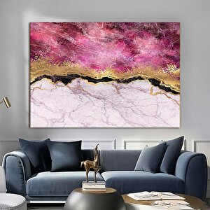 Büyük Kanvas, Kanvas Sanatı, Duvar Sanatı Kanvası, Pembe Ve Altın Mermer Duvar Sanatı 60x120 cm