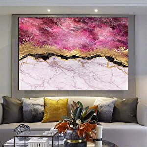 Büyük Kanvas, Kanvas Sanatı, Duvar Sanatı Kanvası, Pembe Ve Altın Mermer Duvar Sanatı