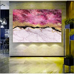 Büyük Kanvas, Kanvas Sanatı, Duvar Sanatı Kanvası, Pembe Ve Altın Mermer Duvar Sanatı
